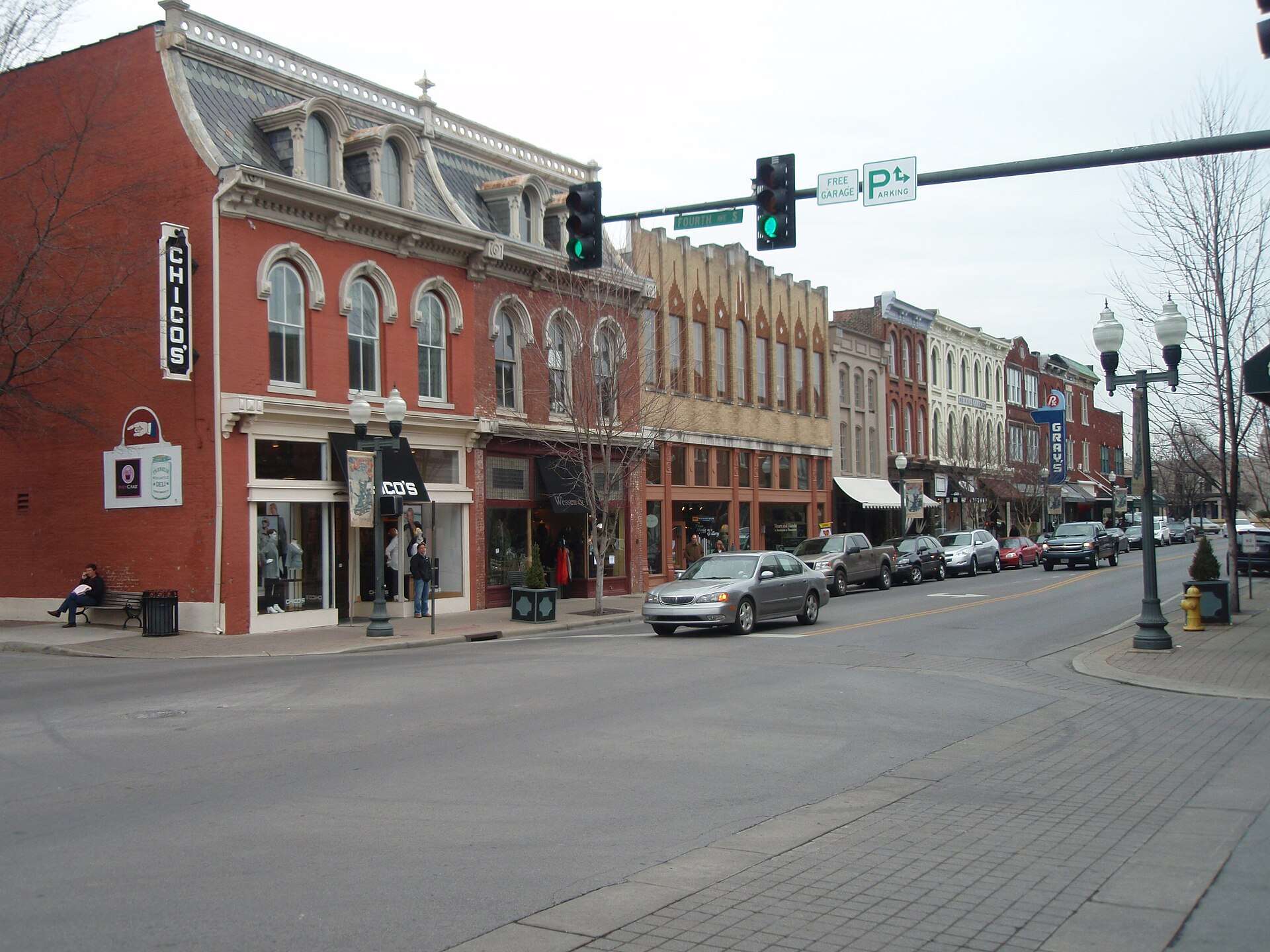 Main Street storefronts in downtown Franklin